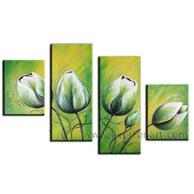 Handmad madeira quadro pintura flor lona (fl4-098)